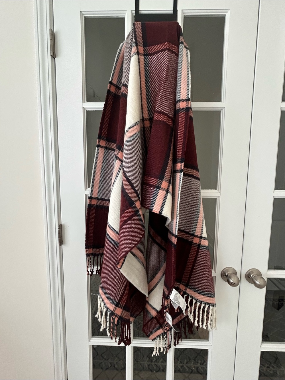 A&F Burgundy, Pink and Cream Striped Scarf/Shawl